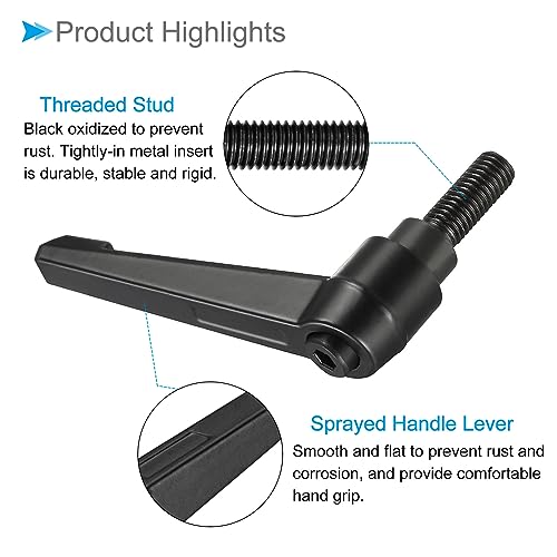 Image of Clamping Lever Handles, M10 x 25mm Male Thread, Adjustable Quick Release Locking Rotating Bolt Knobs Black - (Applications: for Lathe Machinery), 2-Pieces