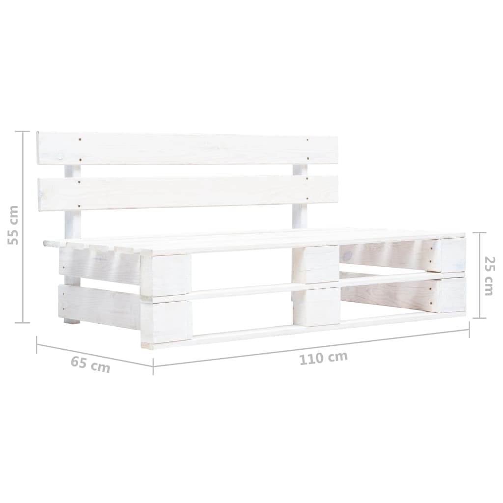 vidaXL Sofá Central de Palés para Jardín Mobiliario Muebles Exterior Patio Terraza Hogar Silla Asiento Suave Robusto Blanco Madera Pino Impregnada