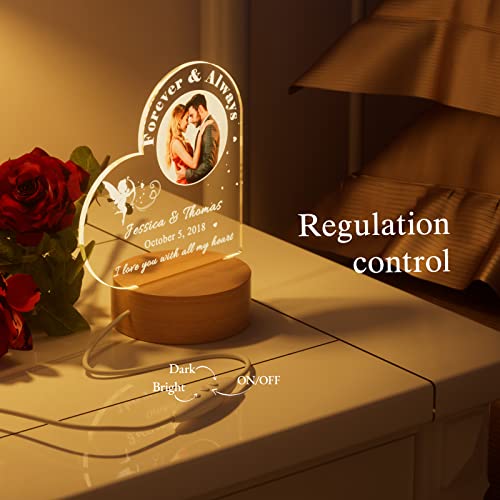 Personalized Gifts For Her Girlfriend - Heart Night Light With Picture, Wedding Engagement Birthday Gifts For Girlfriend Her Wife Couple Boyfriend Husband Him, Customized Gifts For Anniversary #TOP1