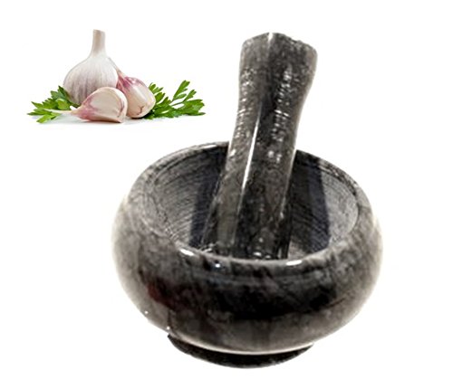 MINI MORTAIO CON PESTELLO IN MARMO SCURO DIAMETRO INTERNO 65 mm