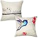 TOOL GADGET Cute Elephant Throw Pillow Covers, 2 Packs Throw Pillowcases, a Very Cute Gift, 18 x 18" Cotton Linen Cushion Cover Pillows for Sofa, Couch, Bed and Car