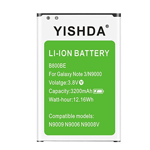 Galaxy Note 3 Battery, YISHDA 3200mAh Replacement Samsung Galaxy Note 3 Battery B800BU for Galaxy Note 3 N9000 N9005 N900A N900V N900P N900T | Samsung Galaxy Note 3 Spare Battery