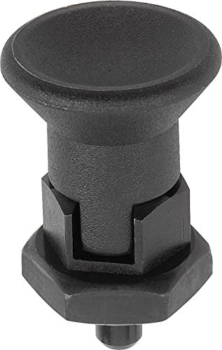 Kipp 03089-8004 Steel Indexing Plunger, Black Oxide Finish, Short Version, Pull Knob, D Style, Locking Pin Hardened, Metric, M8 x 1 Thread, 29.5 mm Length