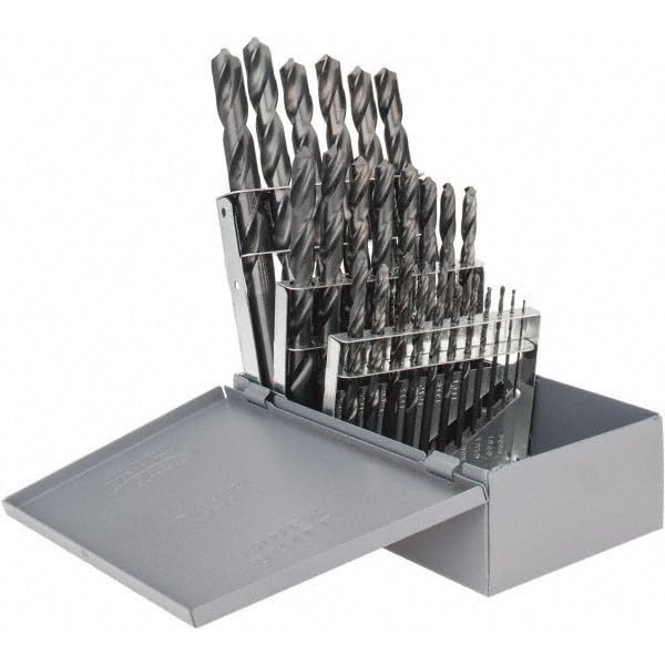 Hertel 25-Piece Drill Bit Set, High Speed Steel, 1-13mm, Oxide Finish, Jobber Length, Straight Shank, 118° Point