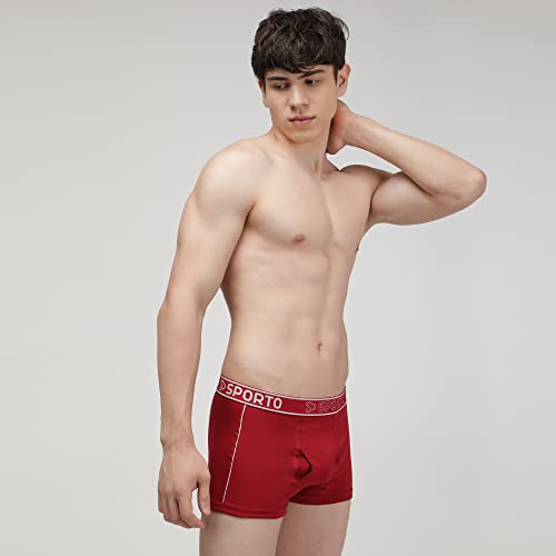 Image of sporto Men's Mid-Rise Super Soft & Comfortable Solid Cotton Square Trunks with No-Fold & No-Pinch Elastic Waistband (Combo Pack)