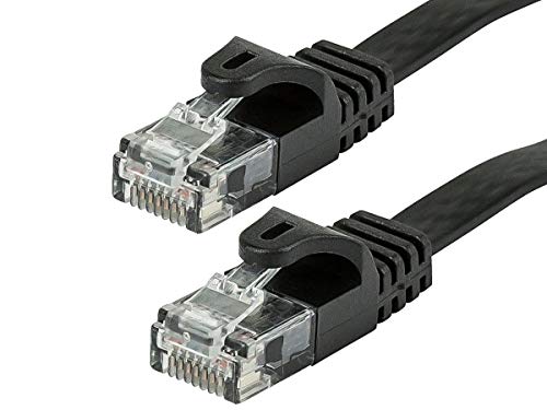 Monoprice 109548 Cat5E 5Ft Black Flat Patch Cable Utp 30Awg 350Mhz Pure Bare Copper Snagless Rj45 Flexboot Series Ethernet Cable cover