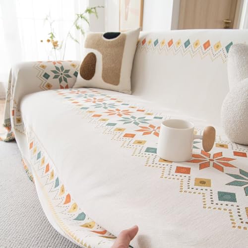 VClife Capa de sofá boho para sofá grande, antiderrapante, de chenille, para cães, lavável, jacquard