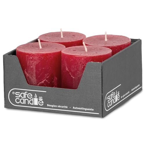 DecoLite Stumpenkerzen Rustic 4er Set 80x70 mm | Selbstverlöschend...