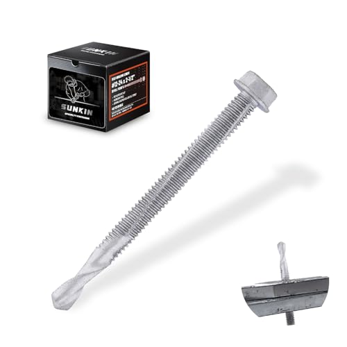 Image of SUNKIN 46PCs Self Tapping Screws for Metal, Hex Head #12 x 2-1 /2 Inch, Self Drilling for Thick Steel, Less Effort Installation, Long Lasting Anti Rust Coating