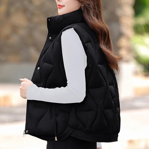 Womens Puffer Vest Oversized Lightweight Winter Sleeveless Zip Up Padded Stand Collar Jacket Coat Warm Winter Outwear 6