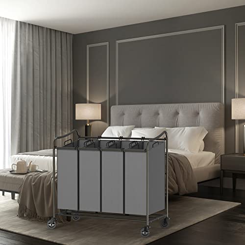 Simple Houseware BO-11B-D 4-Bag Heavy Duty Laundry Sorter Rolling Cart thumb #8