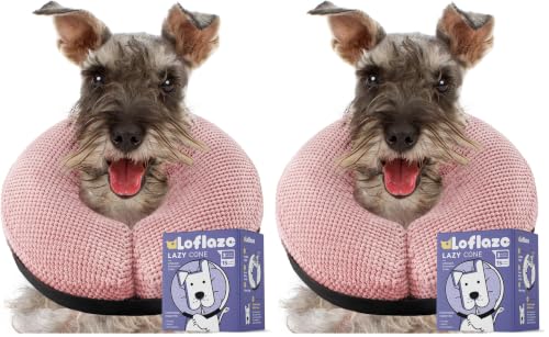 Image of Loflaze Soft Inflatable Dog Cone Collar for Large Medium Small Dogs Cats - After Surgery Dog Neck Donut Collar, ECollar Alternatives for Recovery - Pink, M (Pack of 2)