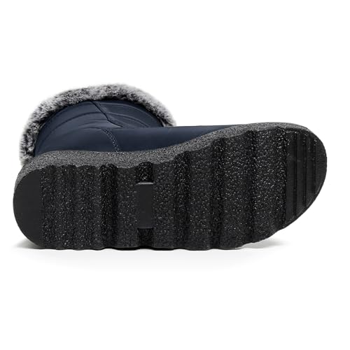 Image of Winter Snow Boots for Women Men, Lightweight Water-Resistant Boots | faux fur lining, rubber sole, warm winter wear, dog walking, errands, light snow, indoor outdoor