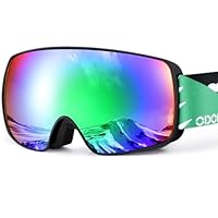 Odoland OTG Ski Goggles for Kid, UV Protection and Anti-Fog Len for Children and Youths, Double Grey Spherical Lens Snowboard Goggles Perfect for Skating Skiing Snowboard for 4-16 Boys and Girls B