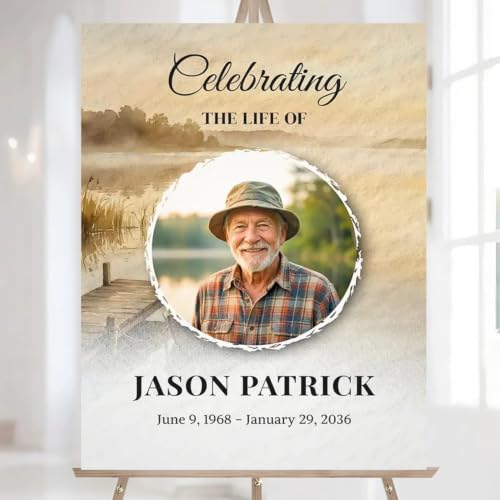 Fisherman Funeral Welcome Sign, Celebration of Life Welcome Sign, Memorial Sign, Funeral Memorial Sign, in Loving Memory Sign, the Life of Funeral Sign, Large Funeral Sign, Celebration of Life Sign #20