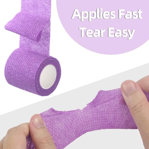 IndigoCase 6 Pack Self Adhesive Bandage Wrap 4 Inch, Purple Color Bandages Variety Pack, Elastic Grip Tape, Sports Wraps, Vet Wrap, Large Bandages Bulk for Knee, Ankle, Dogs and Horses.
