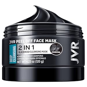 JVR Peel Off Face Mask, Blackhead Mask for Men, Charcoal Peel Off Black Mask, Facial Mask Refreshing and Deep Cleansing for All Skin Types 4.23 OZ