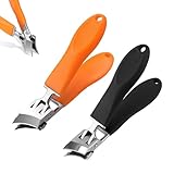 2 Stück Gebogene Nagelknipser, Spritzschutz Schräger Nagelknipser mit Weit Öffnende, Ergonomie Abgeschrägte Fussnagelschere Dicke Nägel Hand und Fußnägel