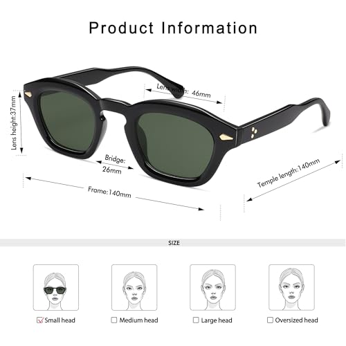 Image of Appassal Small Retro Square Sunglasses for Women Mens Rectangle Sunnies AP3680,Tortoise /Brown&Black /Green