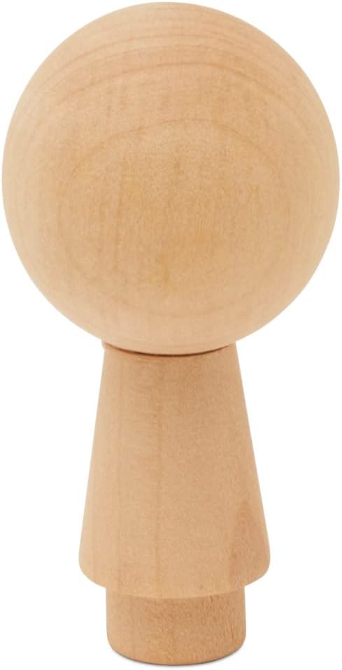 Unfinished Peg Dolls, Wooden Figurines for Crafts and Ornaments Pack of 5 2-3/4 Inch Kokeshi Blank Wooden Dolls by Woodpeckers