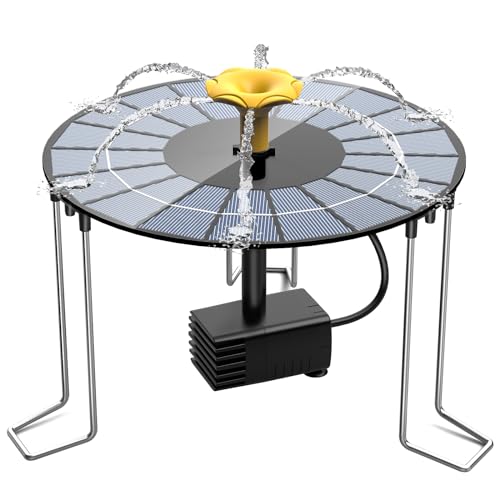AISITIN 4W Solar Springbrunnen für Außen mit 1500 mAh Akku, Solarbrunnen für Draussen mit Halterung, um Spritzwasser zu verhindern Solar Teichpumpe Wasserpumpe für Garten, Vogel-Bad, DIY Wasserspiel