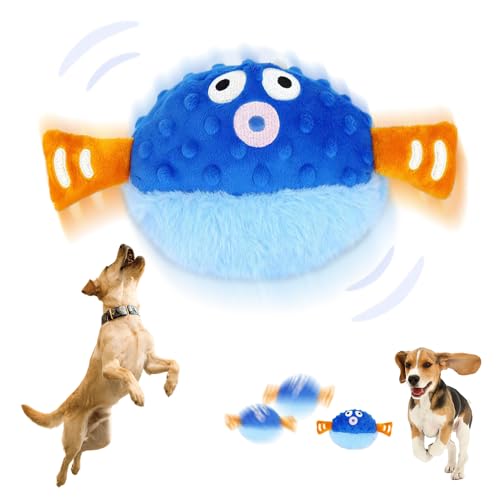 HEYIDAMAI Bewegendes Hundespielzeug, Hundespielzeug Beweglich Elektrisch, Aktives Bewegliches Haustier Plschspielzeug mit Klang und Hüpferei für Hunde Katzen