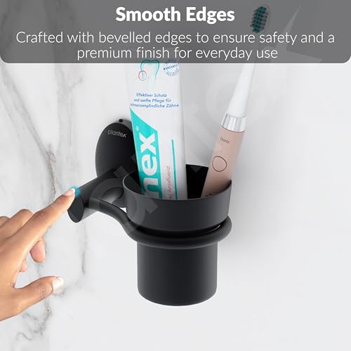Image of Plantex 304 Grade Stainless Steel Tumbler Holder /Tooth Brush Holder for /Bathroom Accessories - Oreva (Black)