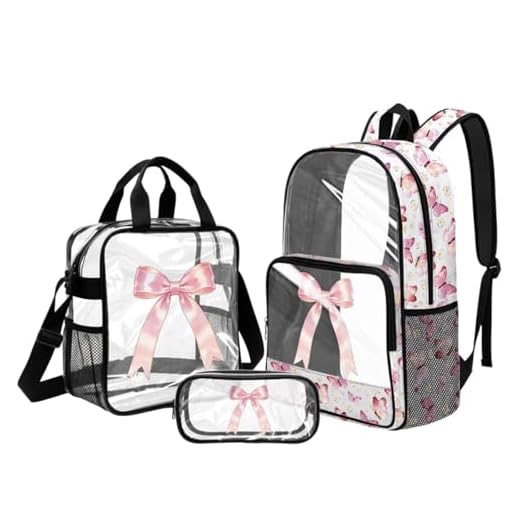 Dremagia Pink Bow Clear Backpack Set
