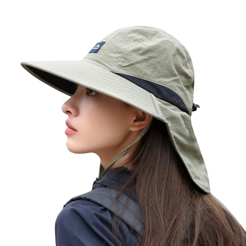 Cappelli da Sole Packable per Donne e Uomini, Cappello da Sole da Donna a Tesa Larga UPF 50+, Cappelli da Uomo Estivi per Escursioni, Pesca e Viaggi al Mare con paranuca