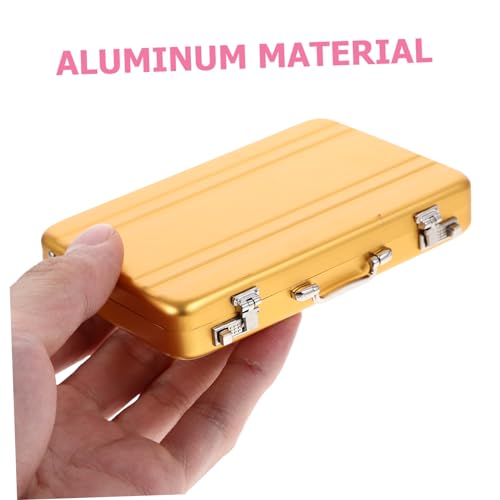Mini Briefcase Business Card Case Creative Metal Card Holder for Men Capacity Organizer Clamshell Design Gold3