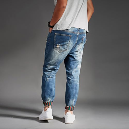 Men's Ripped Jogger Jeans Distressed Denim Harem Pants Plus Size4