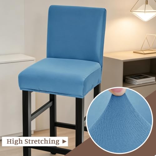 Image of FUANGUI Bar Stool Covers Set of 2, Waterproof Stretch Bar Stool Seat Covers | Washable Removable Bar Chair Covers with Backs Slipcovers, Bar Chair Covers Square for Kitchen Dining Room Cafe