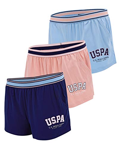 Image of U.S. POLO ASSN. Womens Pajama Shorts with Pockets, Elastic Waist Sleep Shorts for Women, Lounge Short