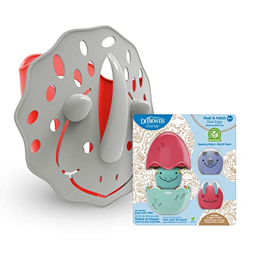 Image of Dr. Brown's CleanUp Dino-Scoop Baby Bath Toy Organizer and Float & Hatch Dino Eggs Nesting Bath Toy, BPA Free, Certified Plastic Neutral, 6m+