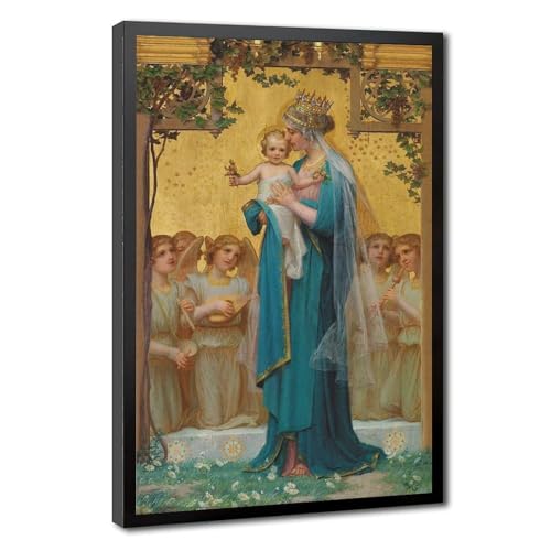 Madonna And Child impression sur toile avec cadre à suspendre pour décoration murale, 20x30 cm