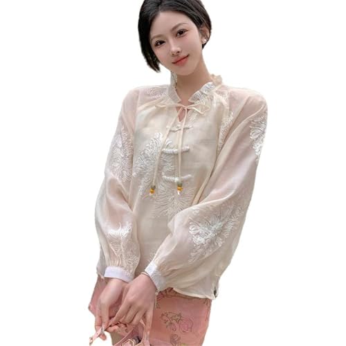 Chemisier style national rétro manches longues printemps mode femmes tendance
