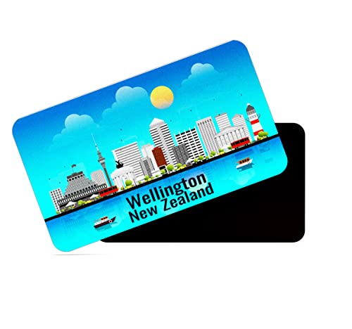 Image of dhcrafts Rectangular Rubber Fridge Magnet /Magnetic Card Blue New Zealand Wellington Design Pack of 1 (8.6cm x 5.4cm)