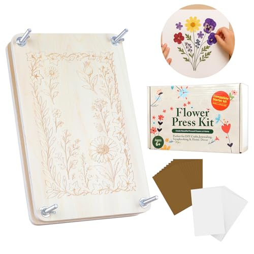MeRGBWLife Large Flower Press Kit for Adults – 10.8'x6.9' Wooden 6-Layer Flower Press for Pressed...