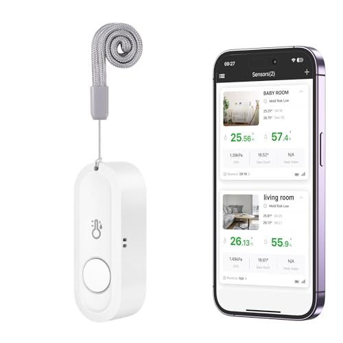 スマート温湿度計 Bluetooth デジタル温湿度計 スマートフォン対応 スマートセンサー データ保存機能対応 オーバル型(1個)