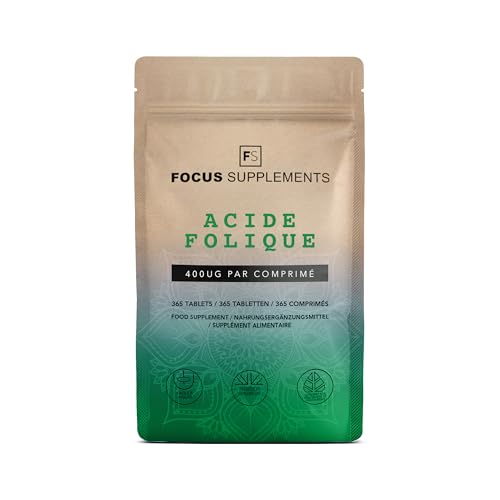 FS Acide Folique | 365 Comprimés Folic Acid Haute Teneur – 400 µg Acide Folique Folate par portion | Vitamine B9 Folic Acid | Sans OGM Sans Gluten Sans Allergène | Fabriqué au RU