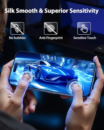 Mkeke for iPhone 15 Pro Max Screen Protector 3 Pack, [9H+ Hardness] [Military-Grade Drop Protection] [Sensitive Touch] [Easy Installation] [HD Clear] Full Edge Coverage Tempered Glass - image 6