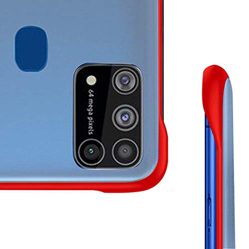 Image of Casotec Ultra Thin Frameless Transparent Hard PC Back TPU Corners Case Cover for Samsung Galaxy M31 - Red