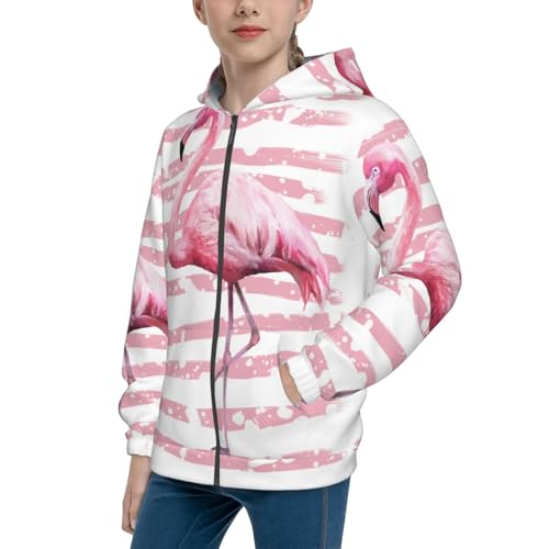 Flamingo Kid Hoodies Boys Zip Up Sweatshirts Girls Pullover with Pocket