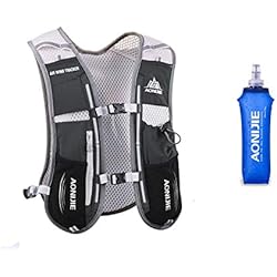 Win.Deeper Profesional Hombre Mujer 5L Chaleco de Hidratación Ligero Superior Mochila para Trail Running Ciclismo (Negro con 500ML botellas de agua blandas)