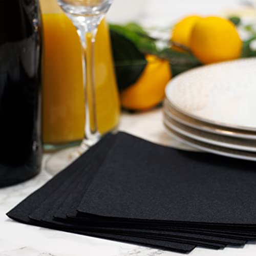 Simulinen Colored Cocktail/Beverage Napkins - Black - Decorative, Absorbent, Cloth Like & Disposable - (Pack Of 25) #TOP2