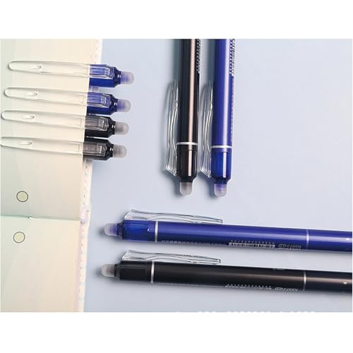 Bolígrafos de gel borrables 0.5mm 6 piezas negro y azul miniatura 6