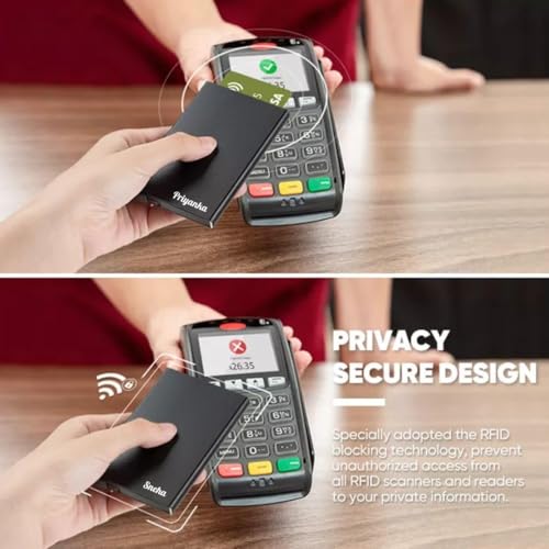 Image of FELSTAR Customized /Personalized Name Engraved Card Holder RFID Blocking Aluminum Pop Up Smart 6-7 Credit /Debit ATM Wallet for Men's and Women's Corporate Gift for Employees (Customised)