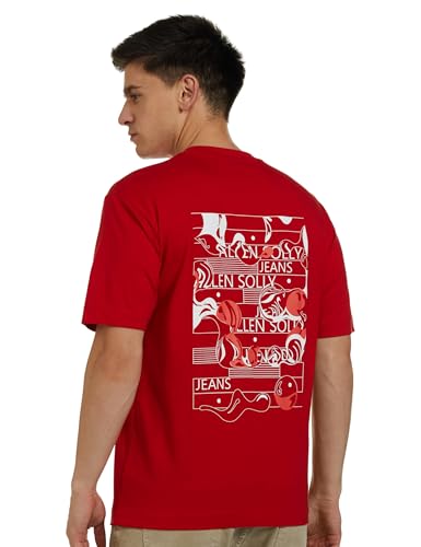 Image of Allen Solly Men's Cotton T-Shirt | Drop Shoulder | Back Print | Regular Fit | Casual Streetwear Style