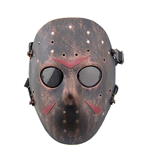 SGOYH CS Games Airsoft Paintball Protective Jason Metal Mesh Mask Full Face Safeguard Mask for Cosplay Costume Party Halloween