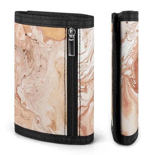 Light Peach And Brown Trifold Wallet for Men - Money Clip Slim Wallets with Multiple Card Slots Minimalist Small Front Pocket Wallet for Everyday Carry3